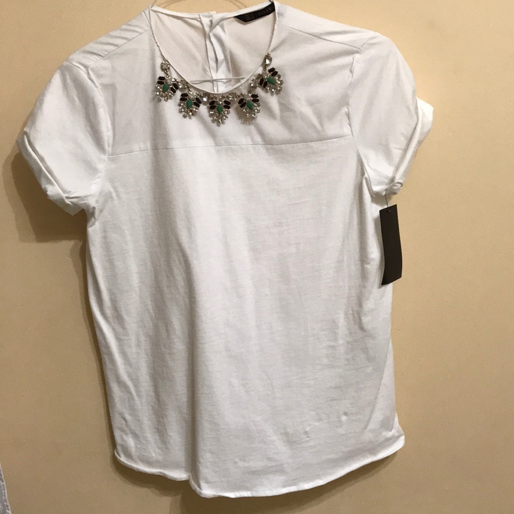 Zara white t shirt with back lace